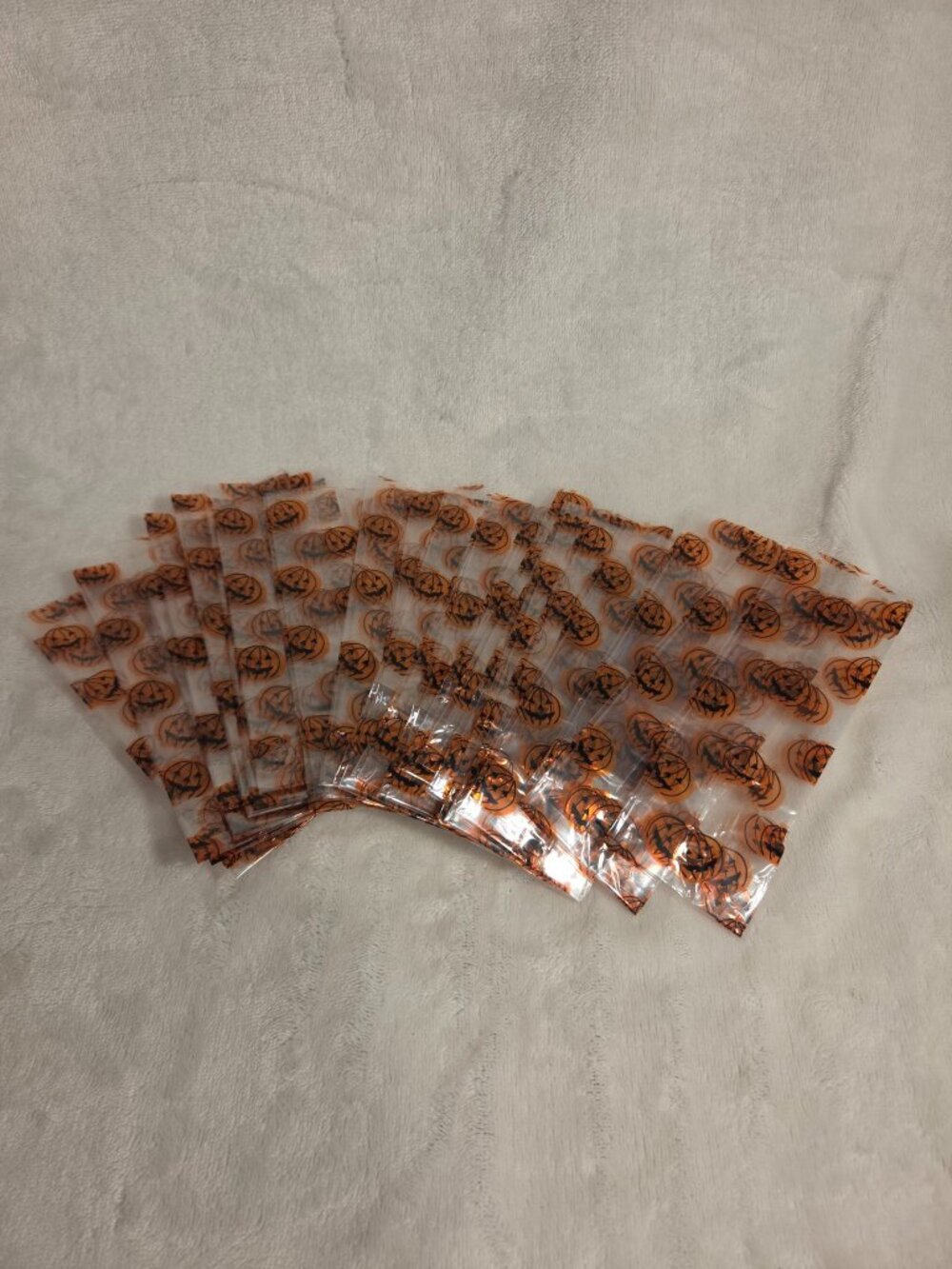 25 Pumpkin Treat Bags Halloween Party Favor Cello 2x6x1.5